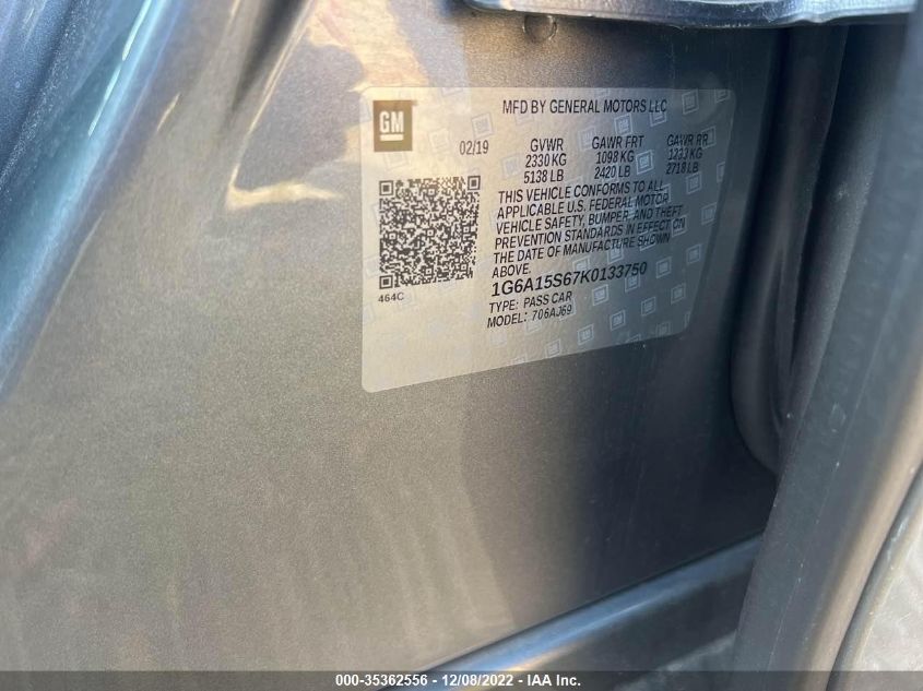 2019 CADILLAC CTS-V SEDAN 1G6A15S67K0133750