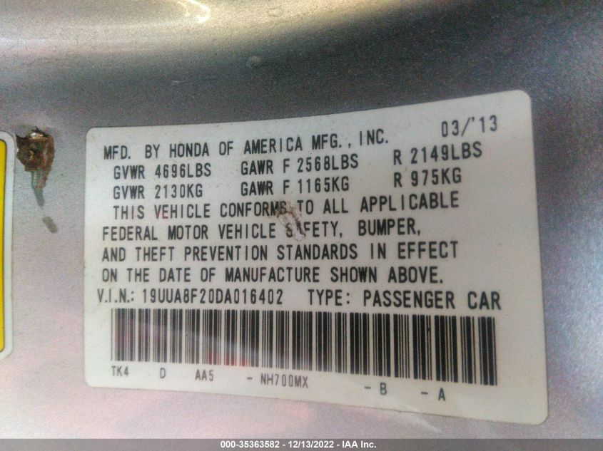 2013 ACURA TL - 19UUA8F20DA016402