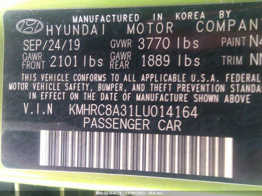 2020 HYUNDAI VENUE SEL - KMHRC8A31LU014164