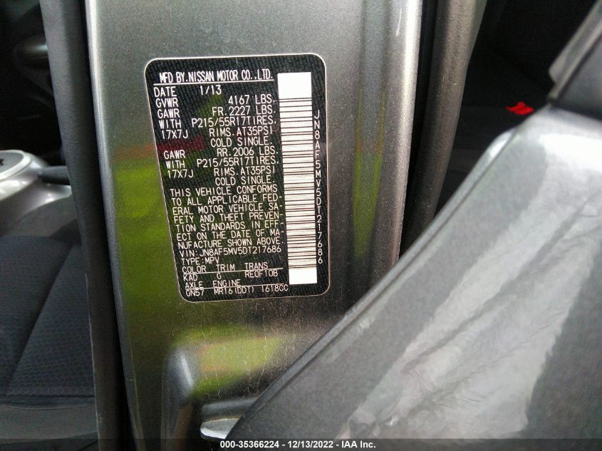 2013 NISSAN JUKE SV JN8AF5MV5DT217686