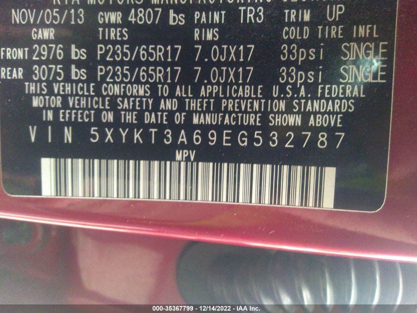 2014 KIA SORENTO LX - 5XYKT3A69EG532787