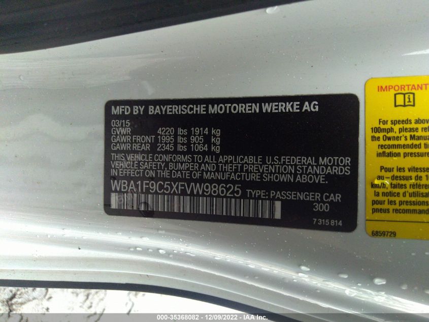 2015 BMW 2 SERIES 228I WBA1F9C5XFVW98625