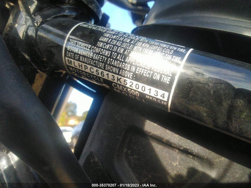 VIN MLHPC5613K5200134 2019 HONDA CMX500