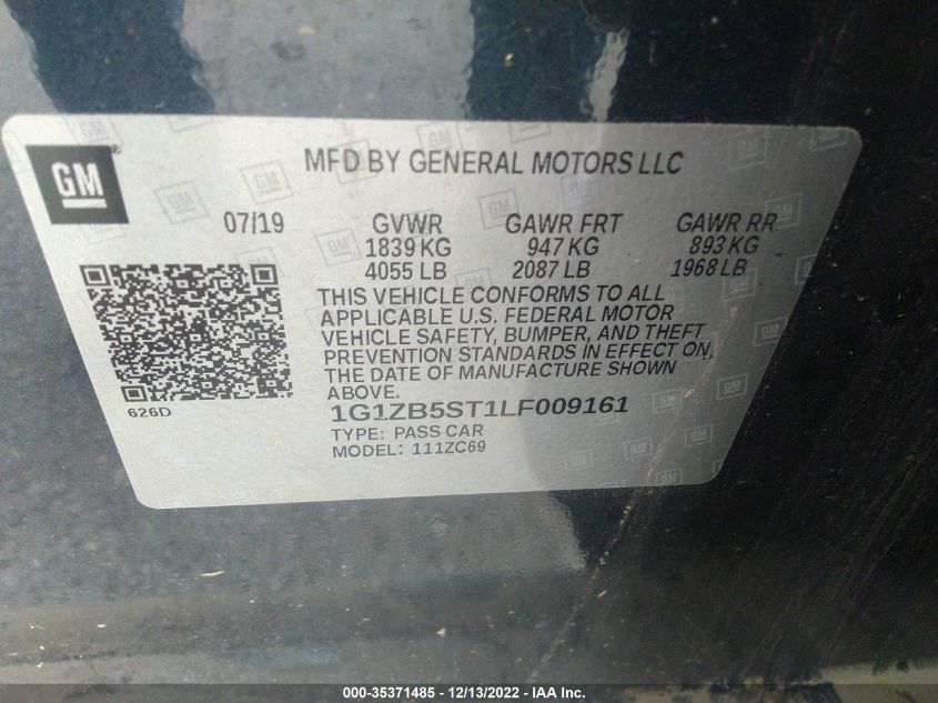 1G1ZB5ST1LF009161 Chevrolet Malibu LS 9