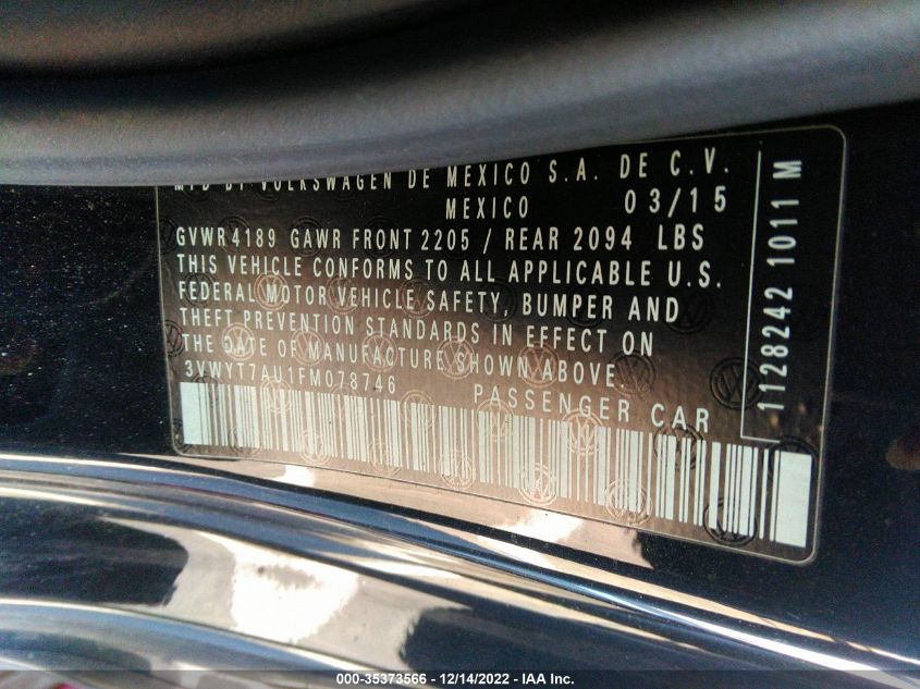 2015 VOLKSWAGEN GOLF GTI S 3VWYT7AU1FM078746
