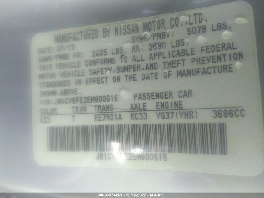 2014 INFINITI Q60 CONVERTIBLE JN1CV6FE2EM900616