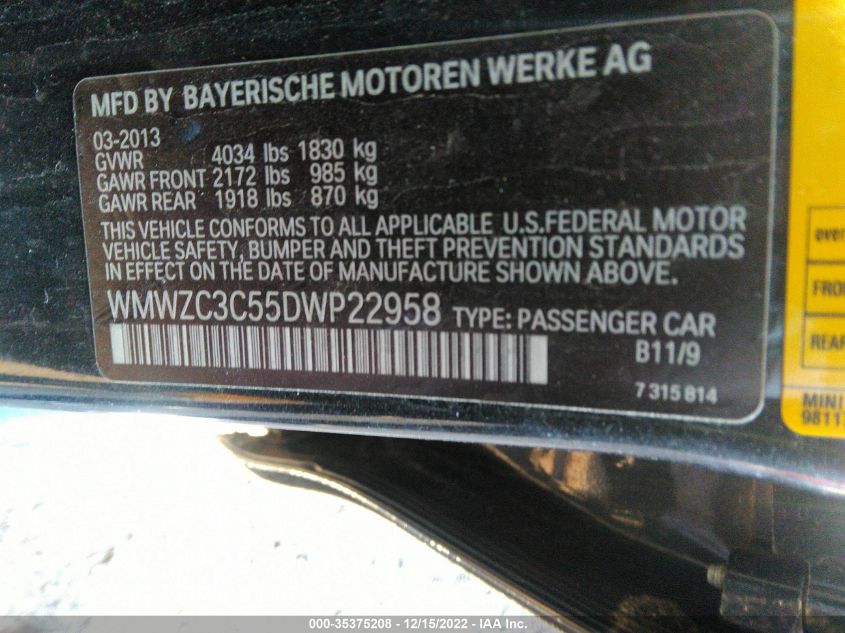 2013 MINI COOPER COUNTRYMAN S WMWZC3C55DWP22958