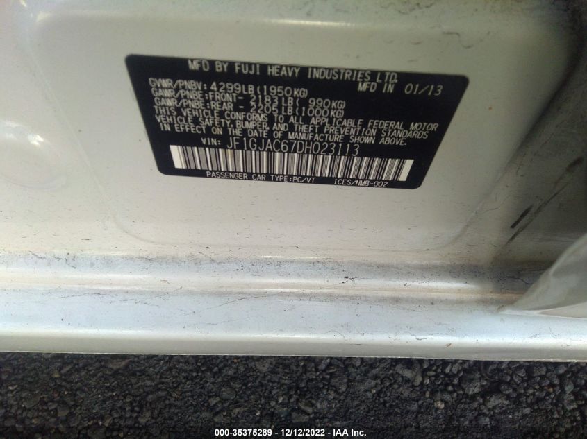 2013 SUBARU IMPREZA SEDAN PREMIUM JF1GJAC67DH023113