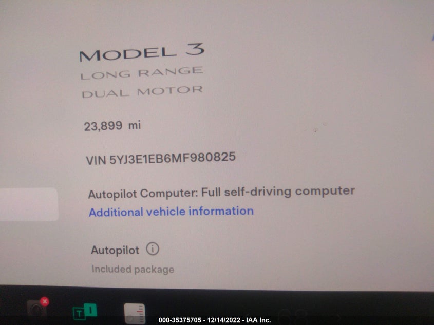 VIN 5YJ3E1EB6MF980825 2021 TESLA MODEL 3 LONG RANGE