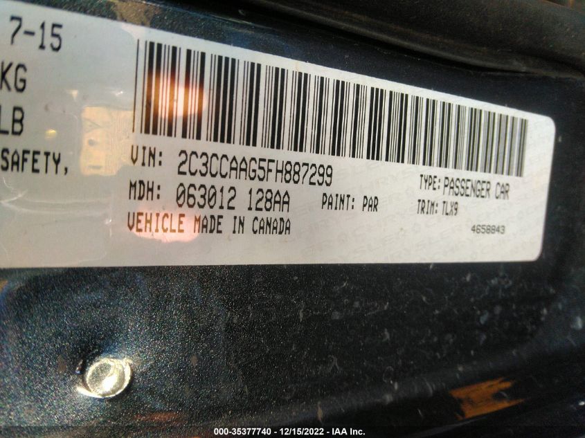 2015 CHRYSLER 300 LIMITED 2C3CCAAG5FH887299