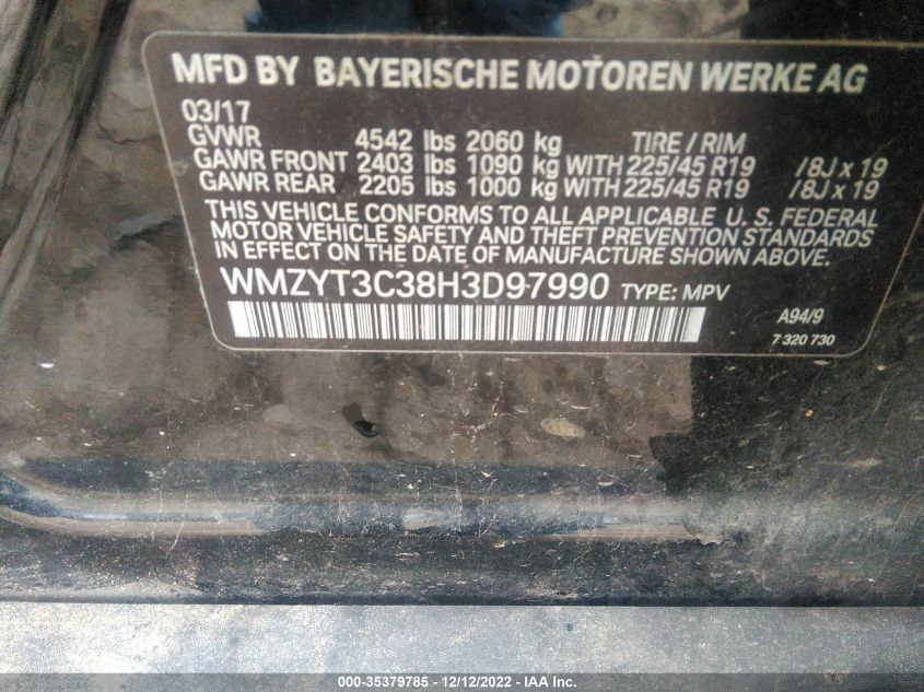 2017 MINI COUNTRYMAN COOPER S WMZYT3C38H3D97990