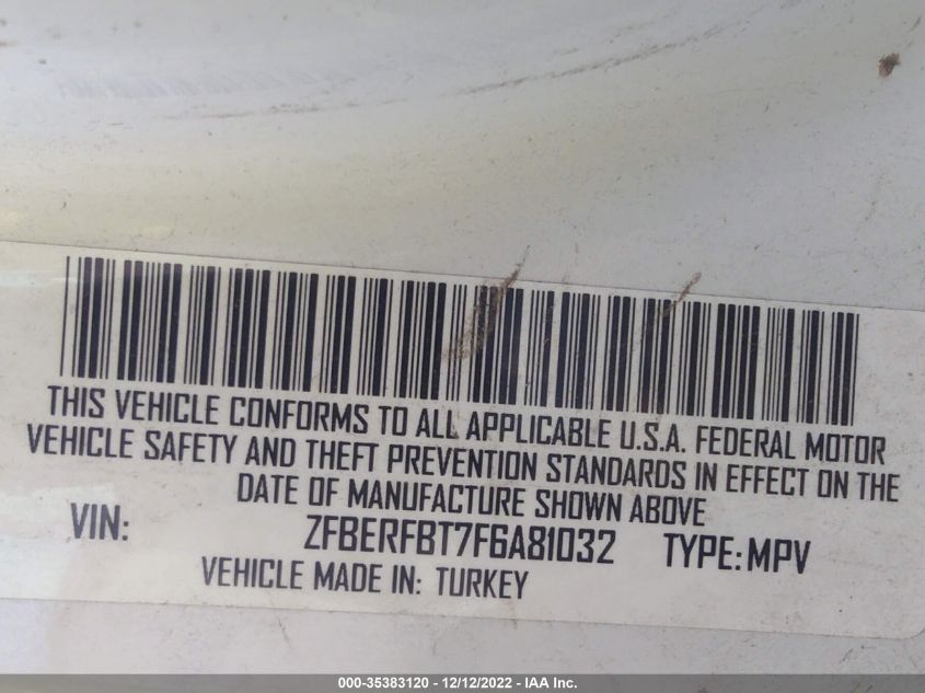 2015 RAM PROMASTER CITY CARGO VAN TRADESMAN SLT ZFBERFBT7F6A81032