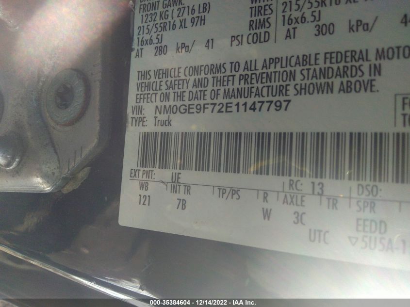 2014 FORD TRANSIT CONNECT WAGON XLT NM0GE9F72E1147797