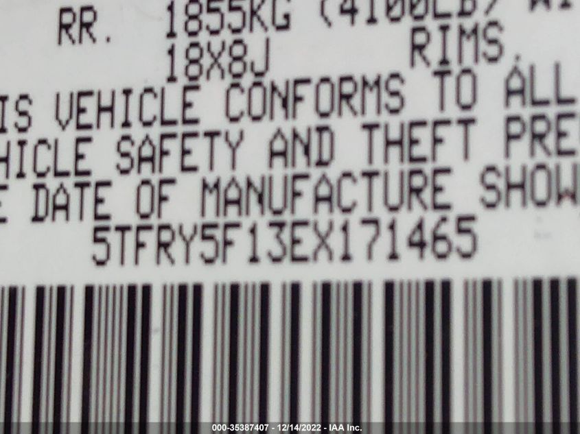 2014 TOYOTA TUNDRA 2WD TRUCK SR/SR5 - 5TFRY5F13EX171465