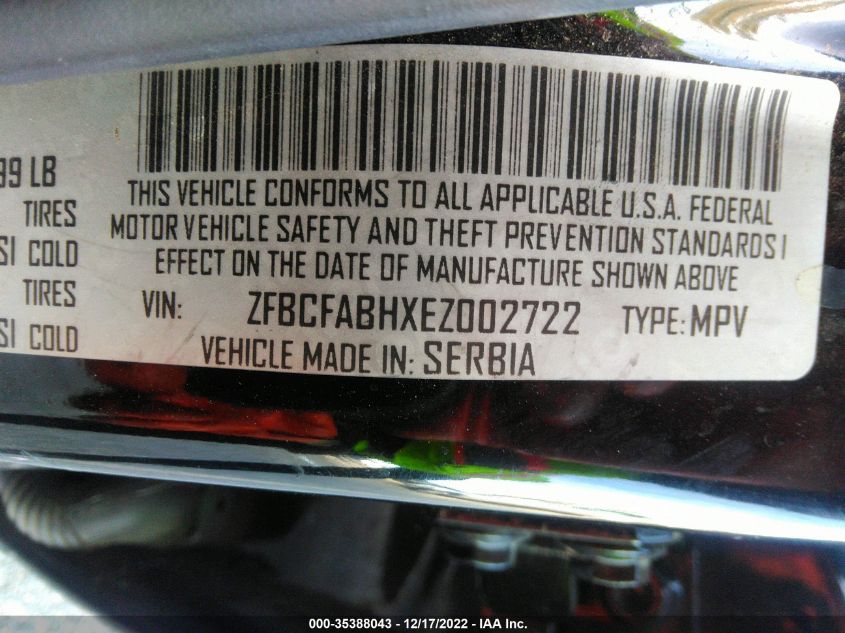 2014 FIAT 500L EASY ZFBCFABHXEZ002722