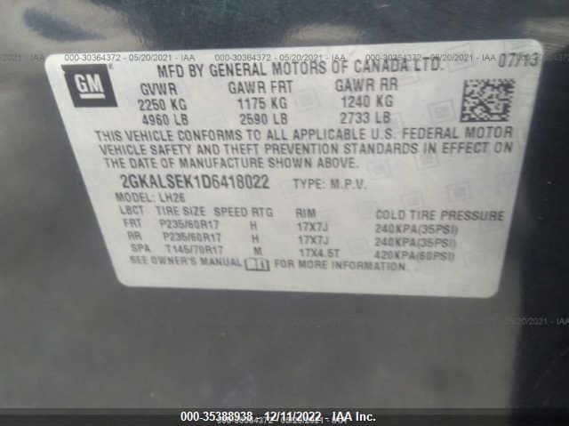 2013 GMC TERRAIN SLE 2GKALSEK1D6418022