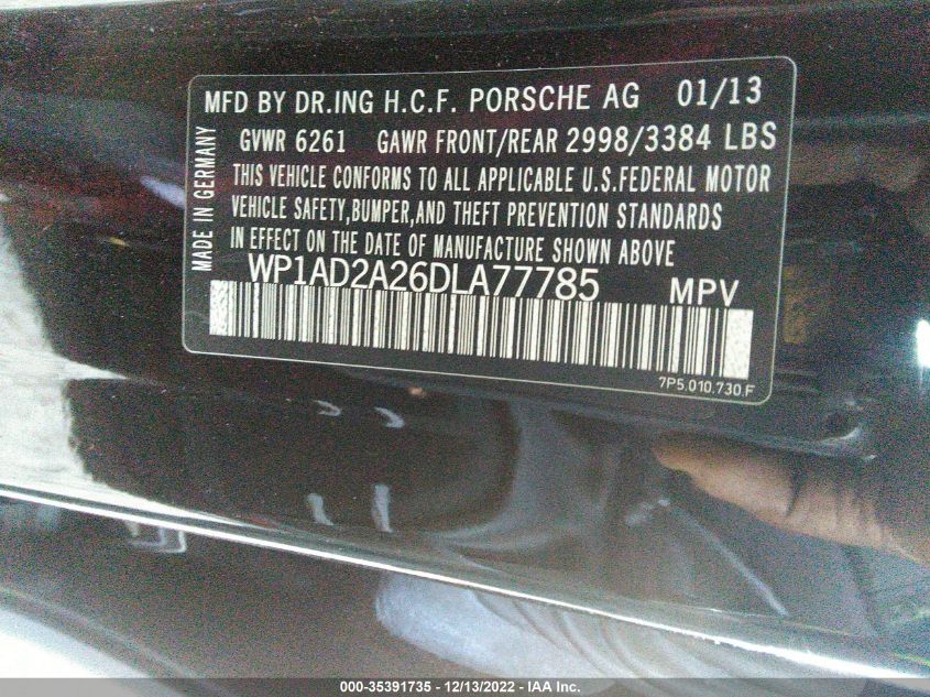 2013 PORSCHE CAYENNE GTS WP1AD2A26DLA77785