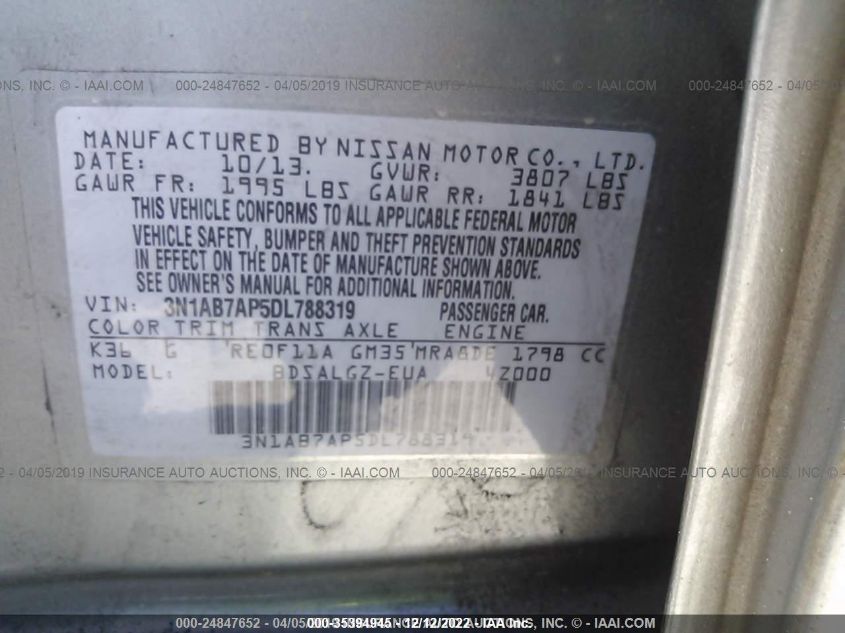 2013 NISSAN SENTRA SL 3N1AB7AP5DL788319