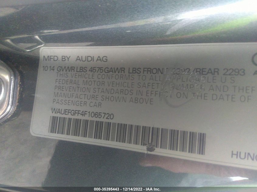 2015 AUDI A3 2.0T PREMIUM PLUS WAUEFGFF4F1065720