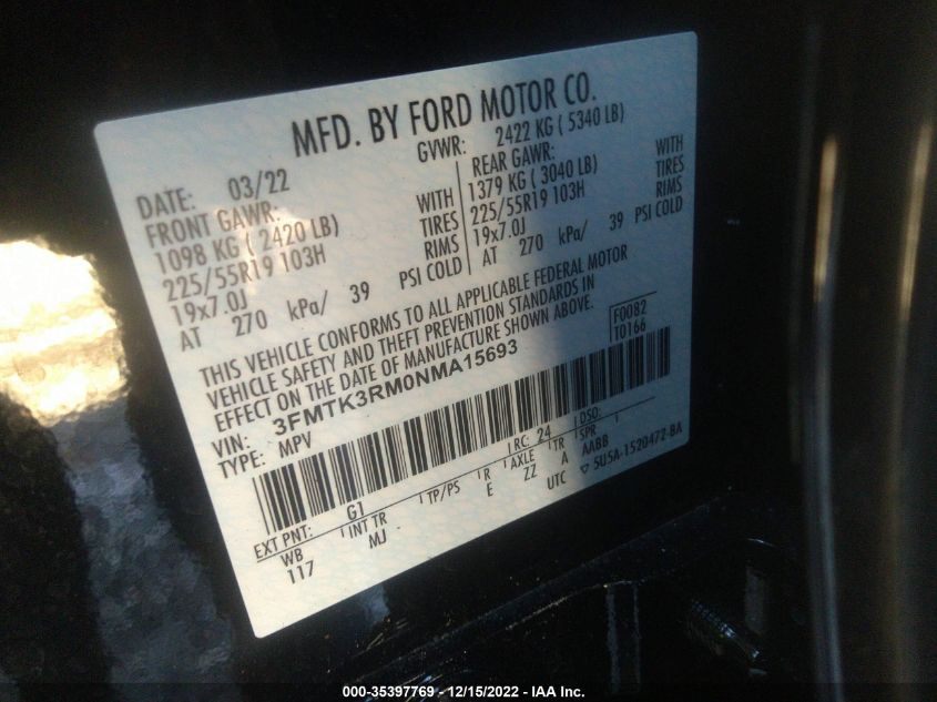 2022 FORD MUSTANG MACH-E PREMIUM 3FMTK3RM0NMA15693