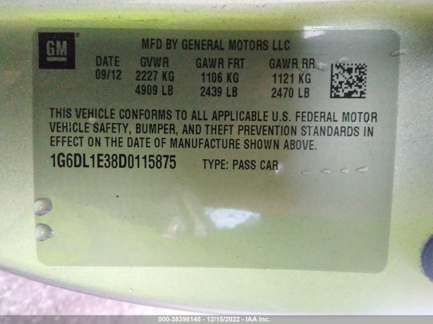 2013 CADILLAC CTS COUPE PERFORMANCE 1G6DL1E38D0115875