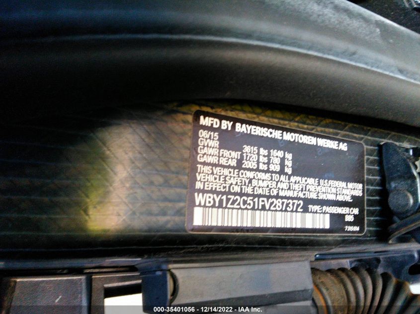 2015 BMW I3 WBY1Z2C51FV287372