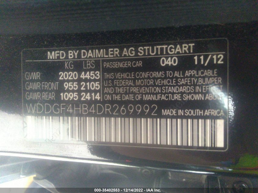 2013 MERCEDES-BENZ C-CLASS C 250 WDDGF4HB4DR269992