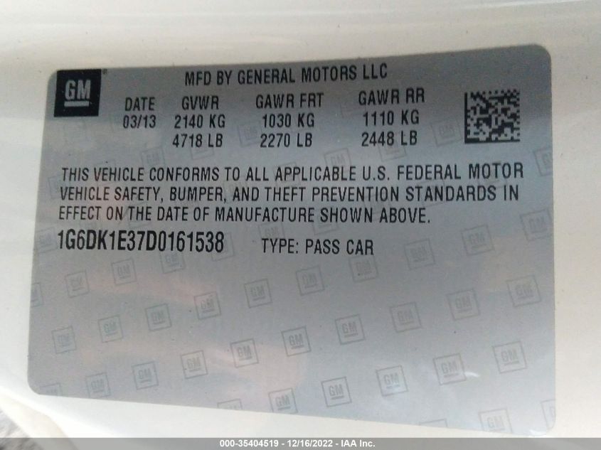 2013 CADILLAC CTS COUPE PERFORMANCE 1G6DK1E37D0161538