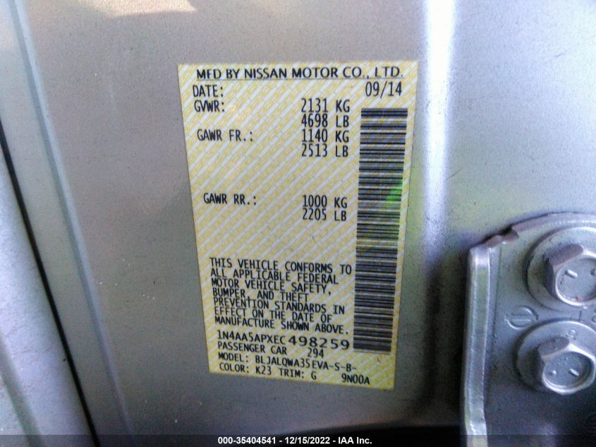 2014 NISSAN MAXIMA 3.5 - 1N4AA5APXEC498259