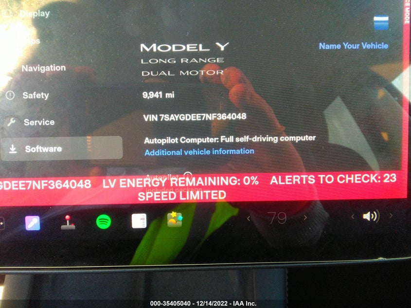 VIN 7SAYGDEE7NF364048 2022 TESLA MODEL Y LONG RANGE