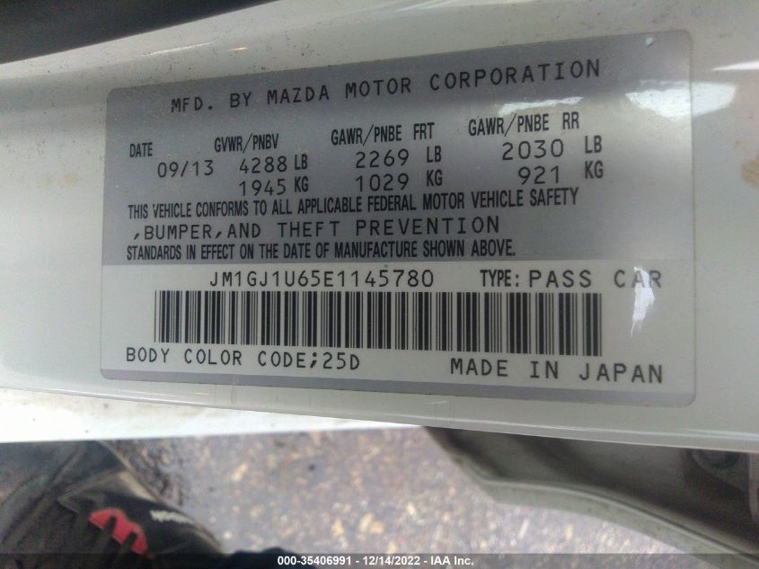 2014 MAZDA MAZDA6 I SPORT JM1GJ1U65E1145780