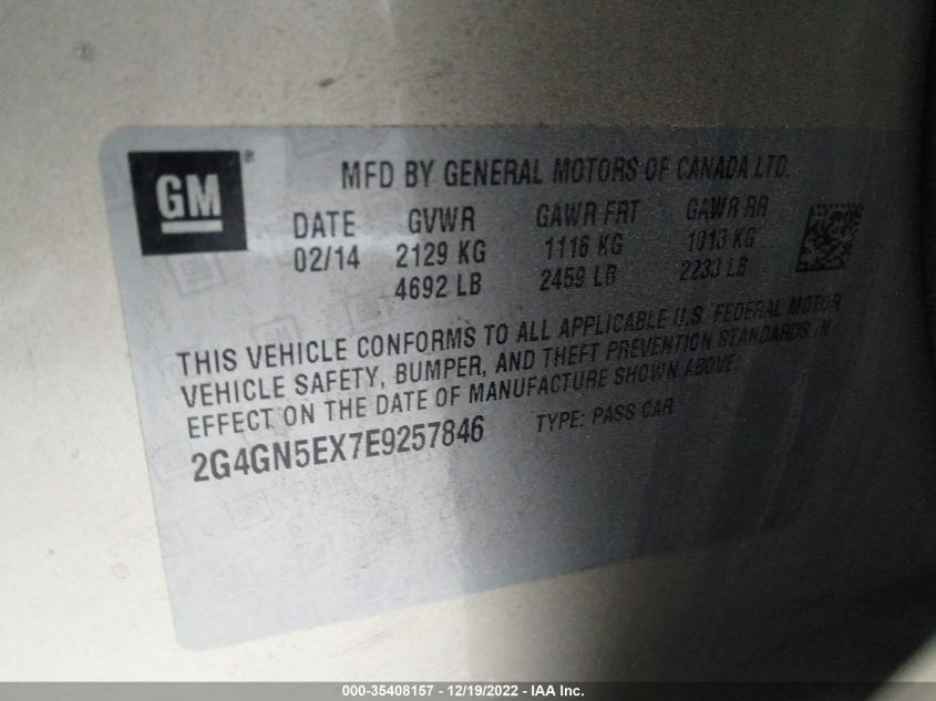2014 BUICK REGAL PREMIUM I 2G4GN5EX7E9257846