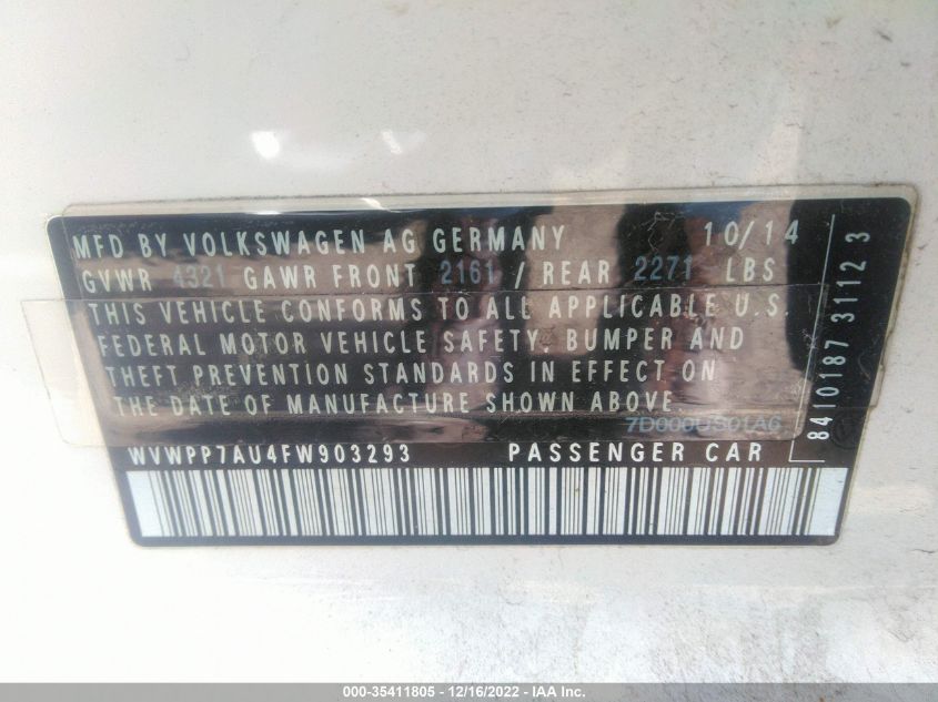 2015 VOLKSWAGEN E-GOLF SEL PREMIUM - WVWPP7AU4FW903293