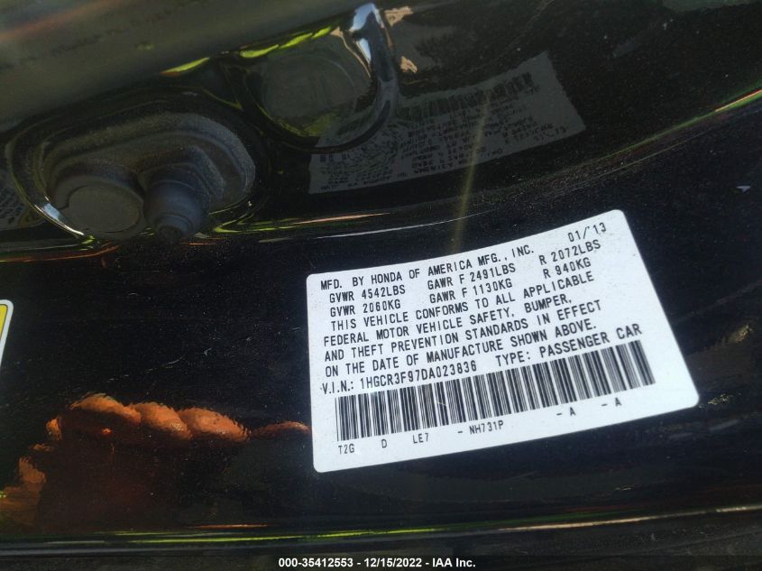 2013 HONDA ACCORD SDN TOURING 1HGCR3F97DA023836