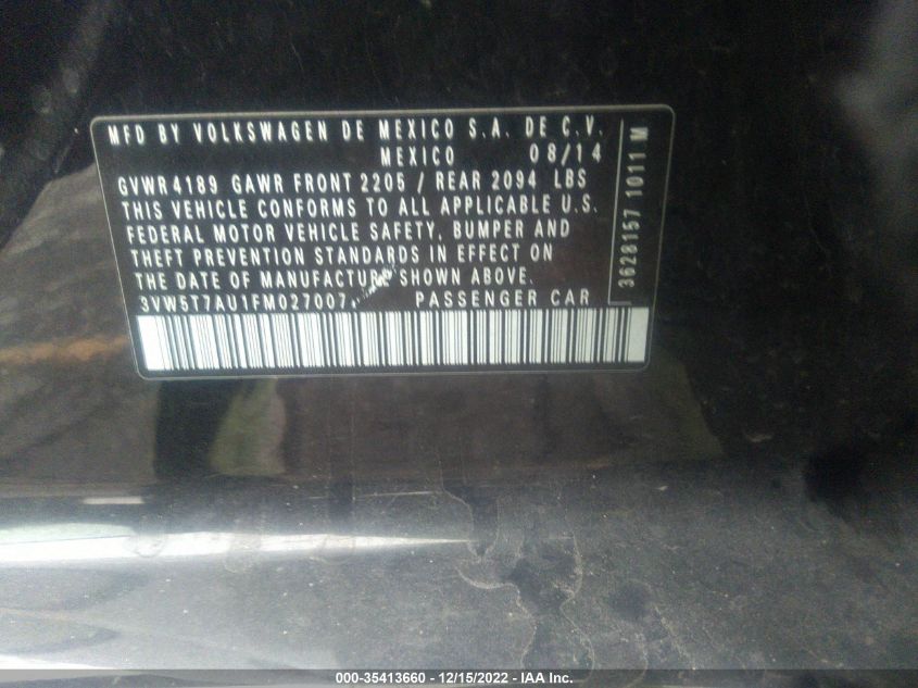 2015 VOLKSWAGEN GOLF GTI S 3VW5T7AU1FM027007