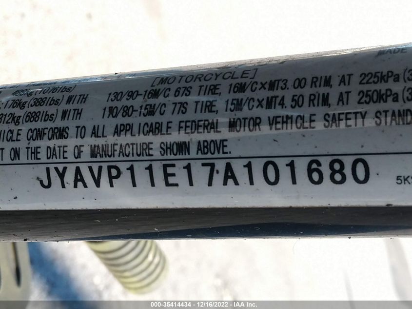 2007 YAMAHA XVS1100 JYAVP11E17A101680