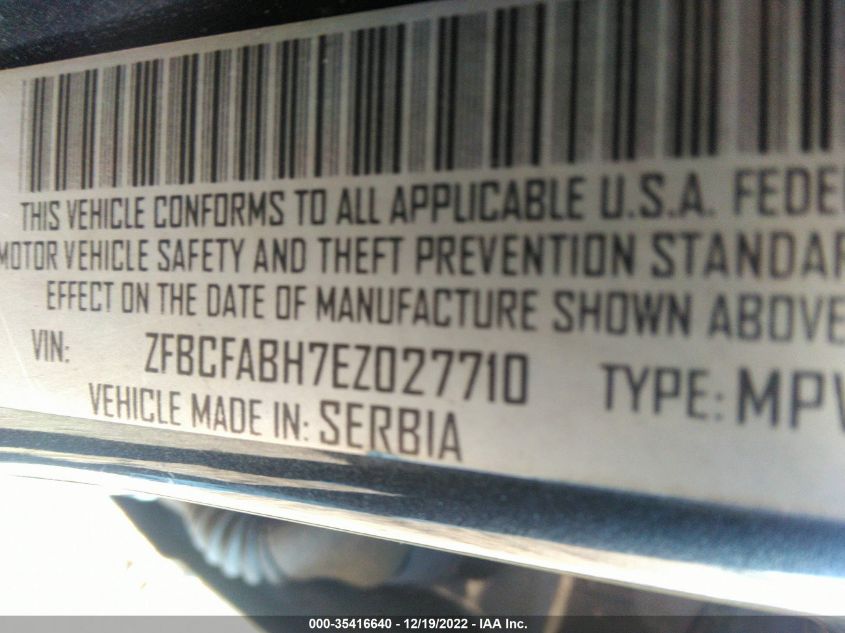 2014 FIAT 500L EASY ZFBCFABH7EZ027710