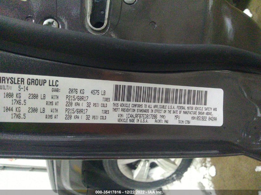 2014 JEEP PATRIOT LATITUDE 1C4NJRFB7ED817286