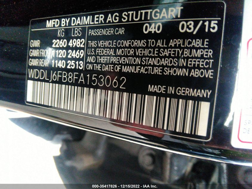 2015 MERCEDES-BENZ CLS-CLASS CLS 400 WDDLJ6FB8FA153062