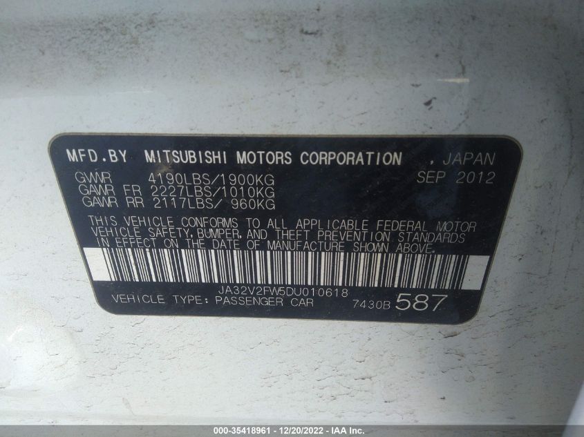 2013 MITSUBISHI LANCER SE JA32V2FW5DU010618