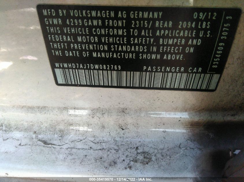 2013 VOLKSWAGEN GTI WVWHD7AJ7DW082769