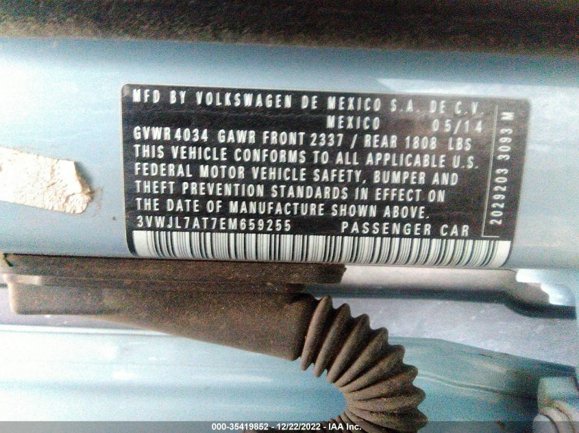 2014 VOLKSWAGEN BEETLE COUPE 2.0L TDI 3VWJL7AT7EM659255