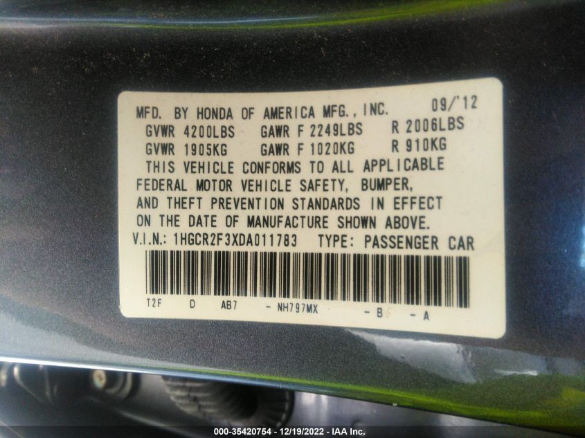 2013 HONDA ACCORD SDN LX - 1HGCR2F3XDA011783