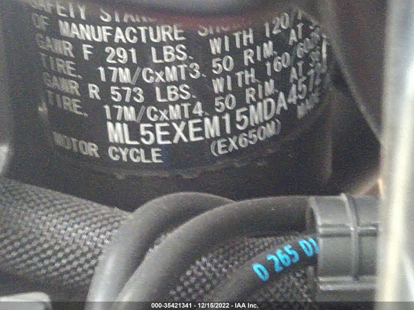 2021 KAWASAKI EX650 M - ML5EXEM15MDA45724