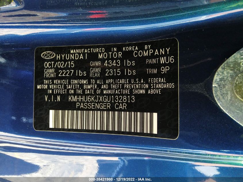 2016 HYUNDAI GENESIS COUPE 3.8L ULTIMATE KMHHU6KJXGU132813
