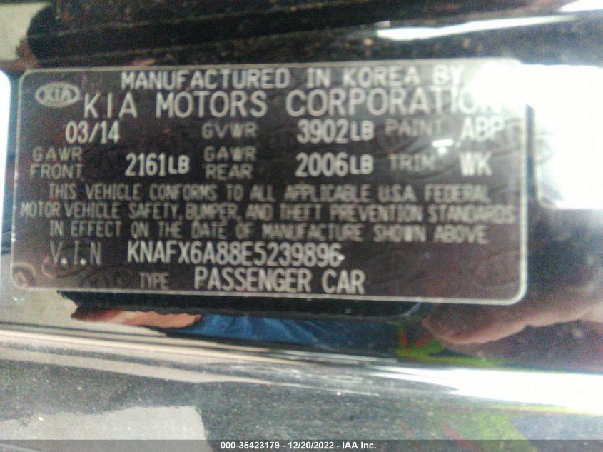 2014 KIA FORTE KOUP EX KNAFX6A88E5239896