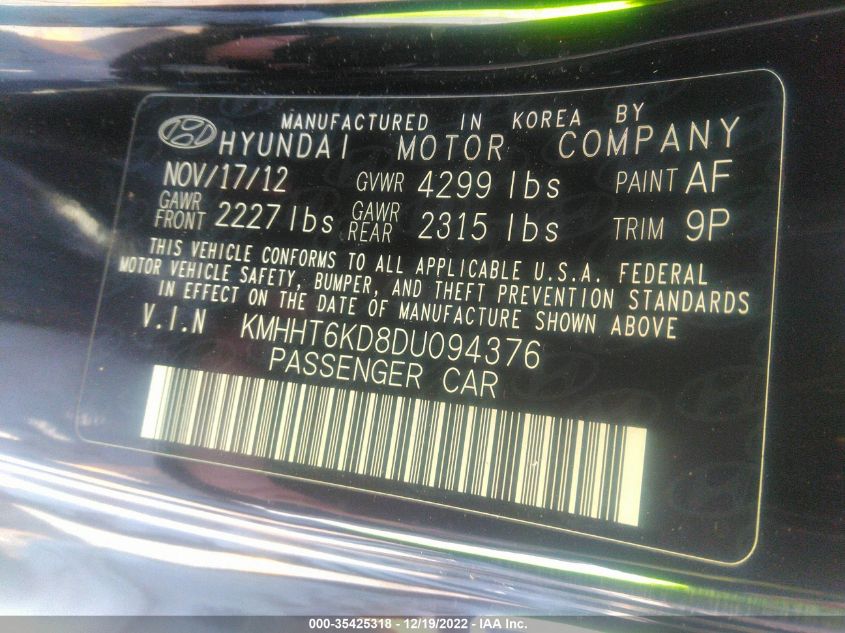 2013 HYUNDAI GENESIS COUPE 2.0T R-SPEC KMHHT6KD8DU094376
