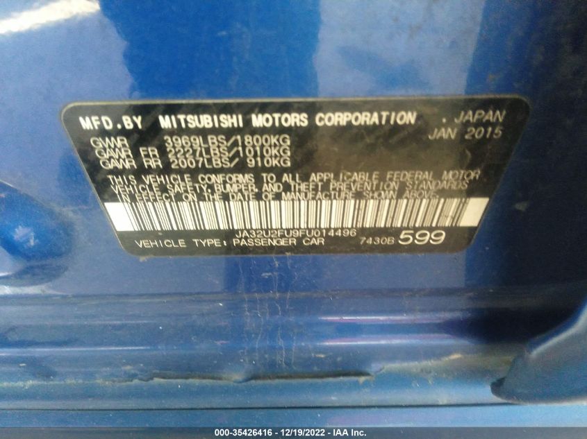 2015 MITSUBISHI LANCER ES JA32U2FU9FU014496