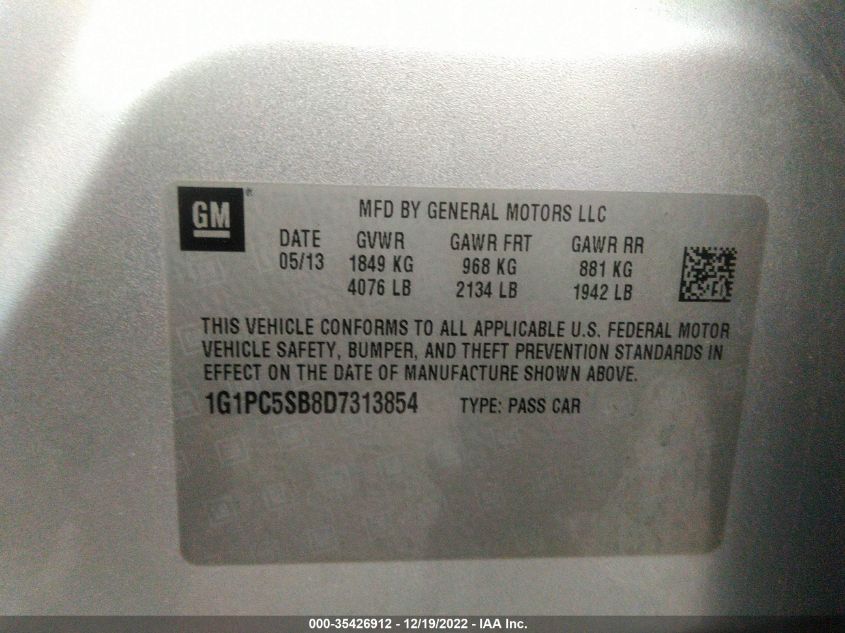 2013 CHEVROLET CRUZE 1LT - 1G1PC5SB8D7313854