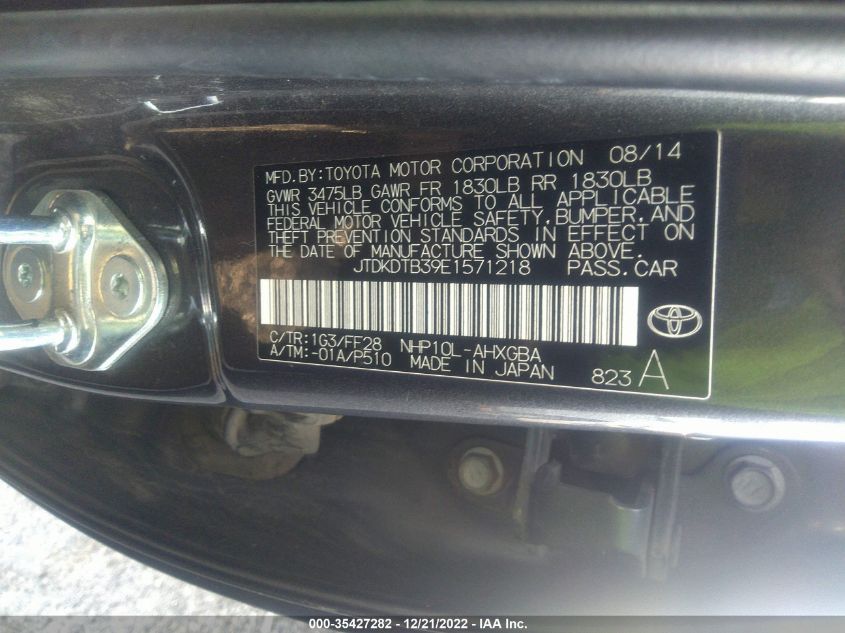 2014 TOYOTA PRIUS C ONE/THREE/TWO/FOUR JTDKDTB39E1571218